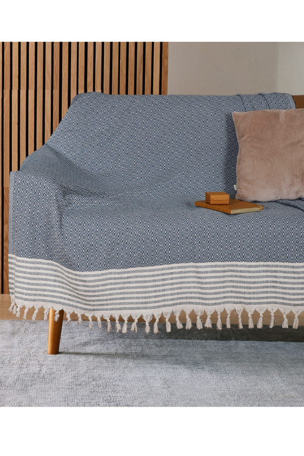 Buldan Işi Cotton Sofa Cover 170X210 cm Quality Sofa Shawl Sofa Bed Sofa Cover - Petrol