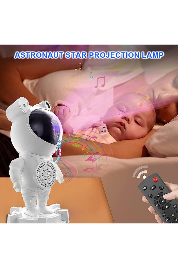 Astronot Bluetooth Hoparlör Galaxy Bulutsusu Ay Tavan Gökyüzü Projektör Zamanlayıcı Gece Lambası - 8