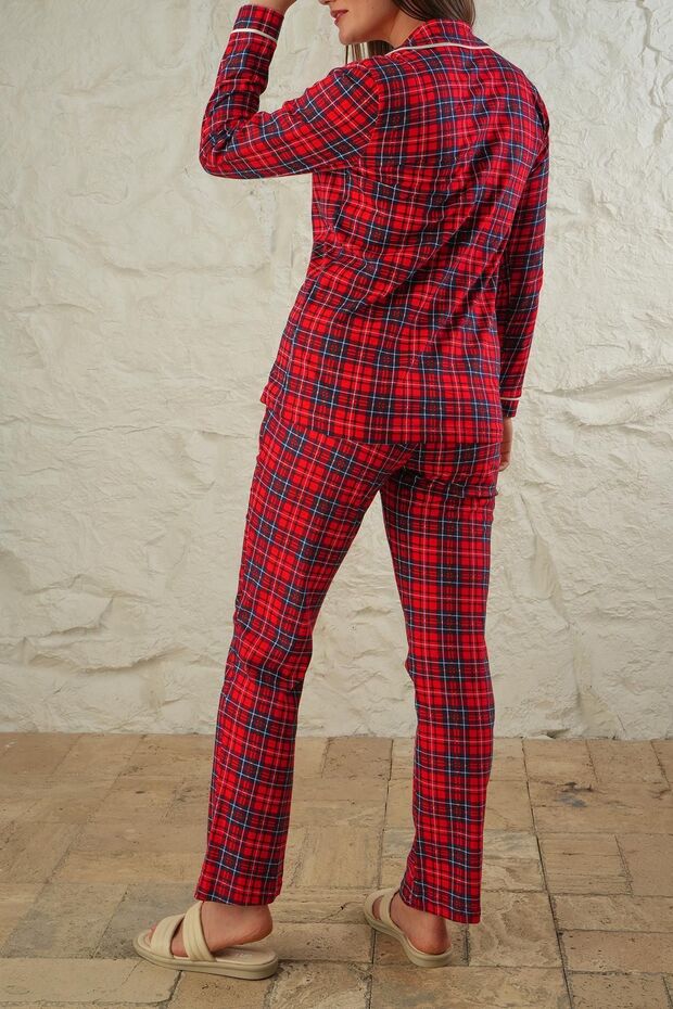 Desenli Pamuklu Örme Pijama Takımı - 7
