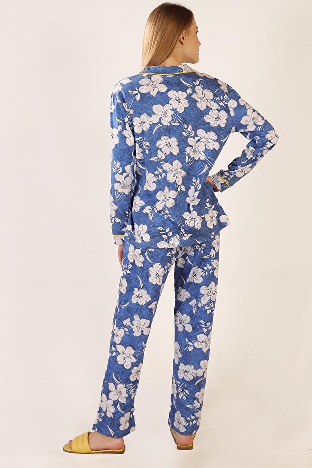 Desenli Pamuklu Örme Pijama Takımı - 5