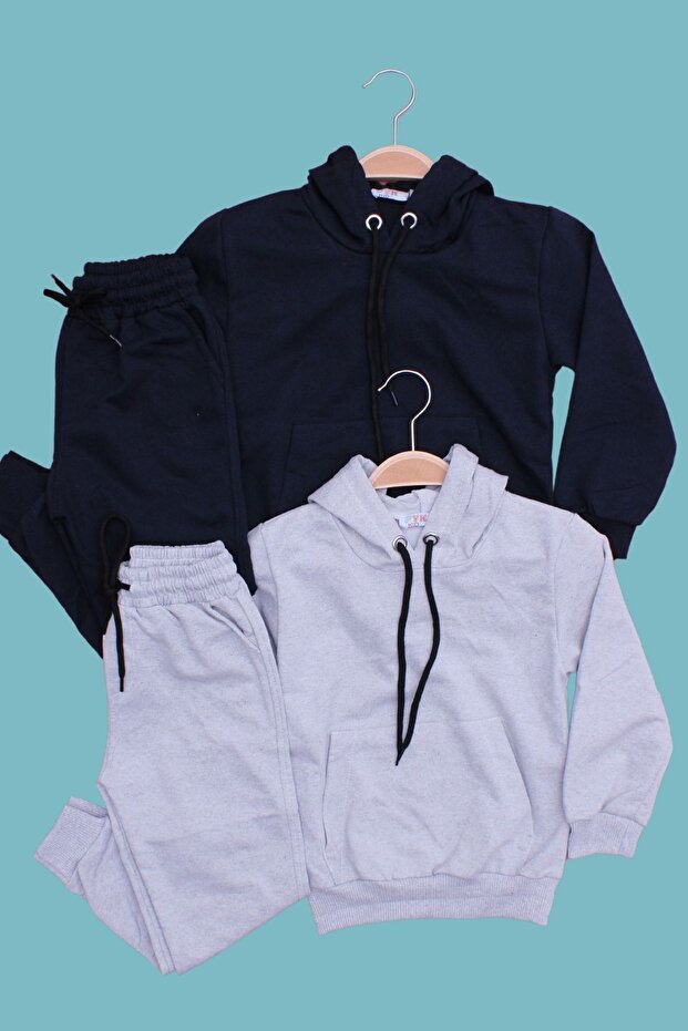 2-Piece Plain UNISEX TRACKSUIT WITH KANGAROO POCKET
