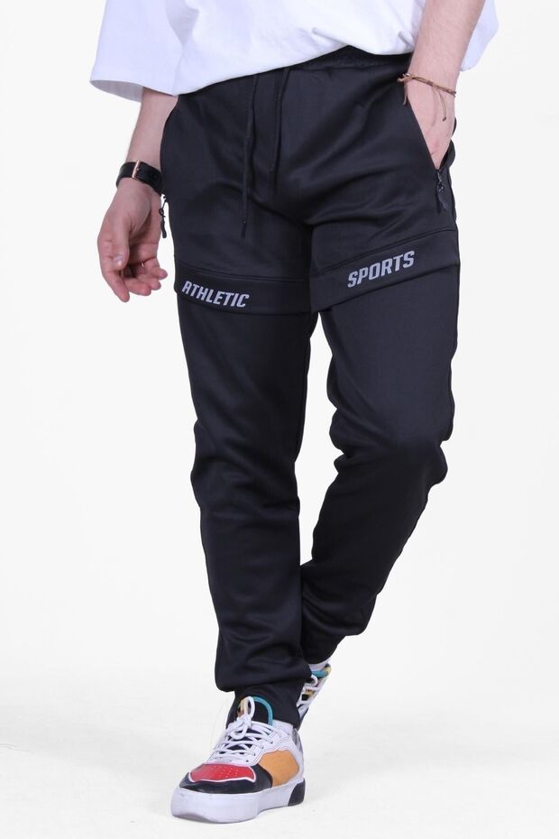 Athletic Writing Printed Scuba Fabric Men's Sweatpants