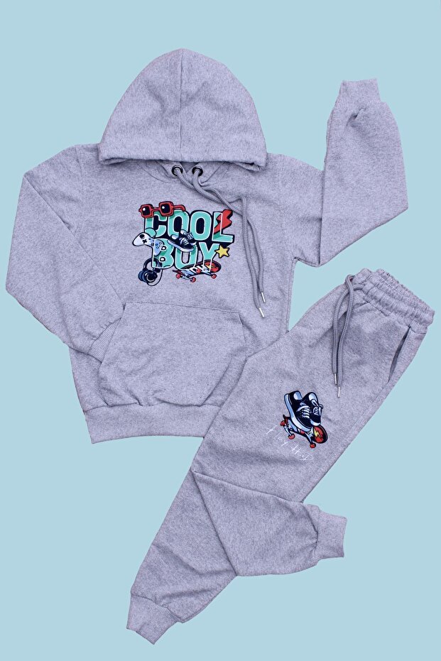 BOY HOODED TRACKSUIT WITH PRINT DETAIL