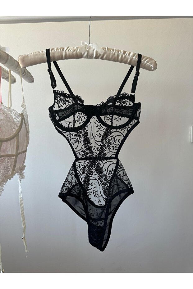 Peony Siyah Bodysuit - 2