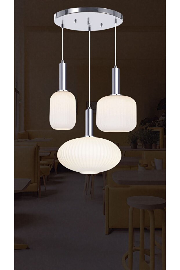 Rustik Modern Opal Camlı Avize - 3