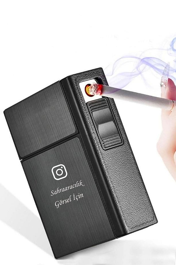 Usb Şarjlı Elektronik Çakmak Taşınabilir Sigara Paketi Muhafaza Kutusu Atatürk Baskılı - 6