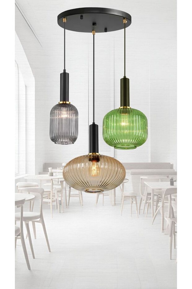 Rustik Modern Opal Camlı Avize - 6