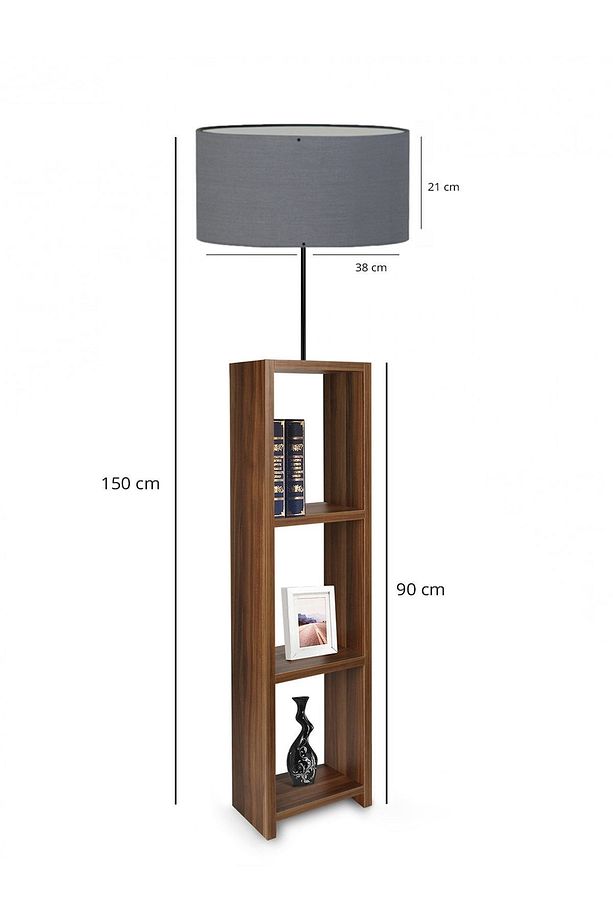 Dekoratif Raflı Koyu Gri Kumaş Lambader Ayd-3149 - 3