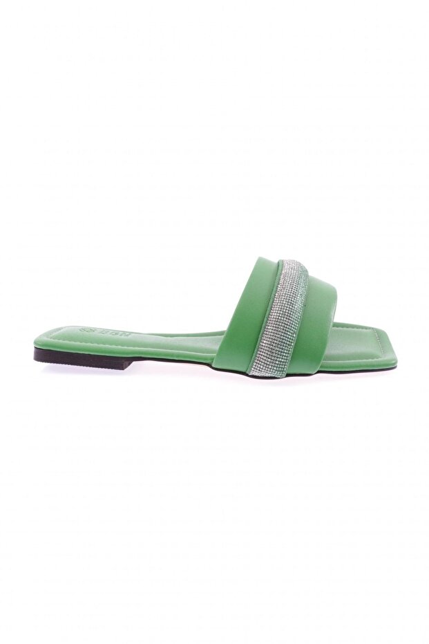 115-23Y Women's Silver Stone Slippers Green