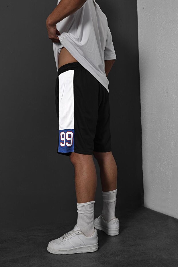 Erkek Siyah Baskılı Forma Şort - 2