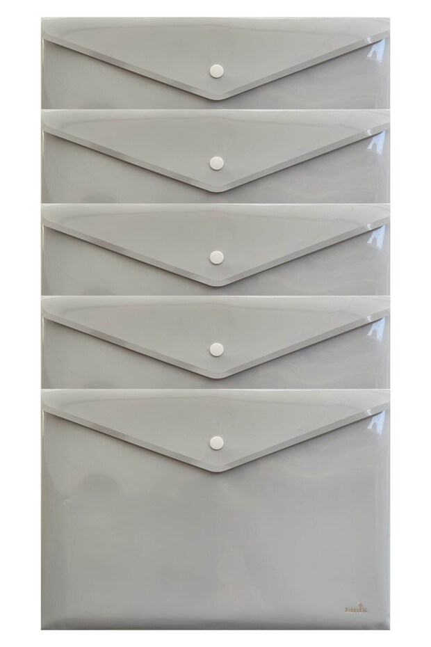 Çıtçıtlı Zarf Dosya  A4 Pastel Gri 5 Adet - 1