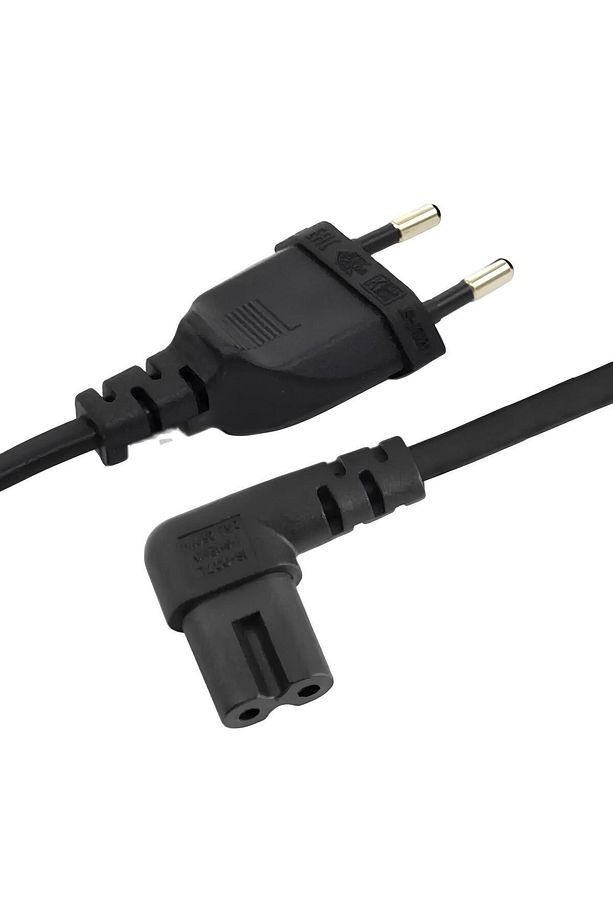 Teyp Fişi Notebook Yazıcı Işıldak Power Güç Kablosu L Uç 90 Derece C7 Girişli 80 Cm - 7