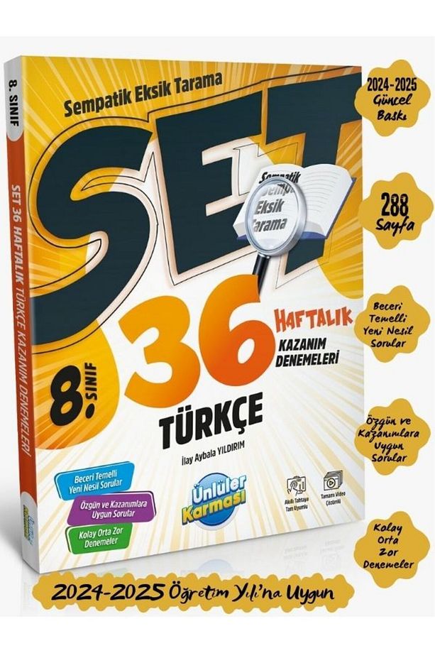 Ünlüler 8. Sınıf Türkçe SET 36 Haftalık Kazanım Denemeleri Ünlüler Yayınları - 3