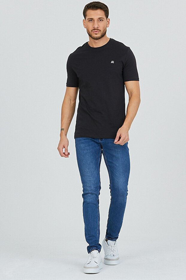 Smoked Crew Neck Cotton Slim Fit Men's Limited Edition Basic