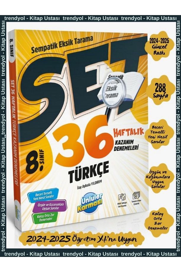 Ünlüler 8. Sınıf Türkçe SET 36 Haftalık Kazanım Denemeleri Ünlüler Yayınları - 1