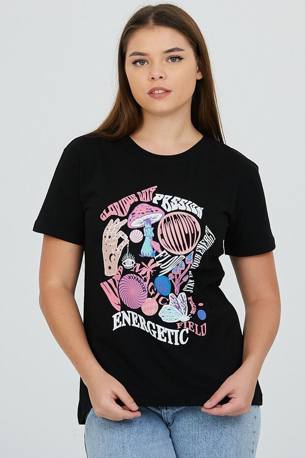 Black Front Printed Basic - 3