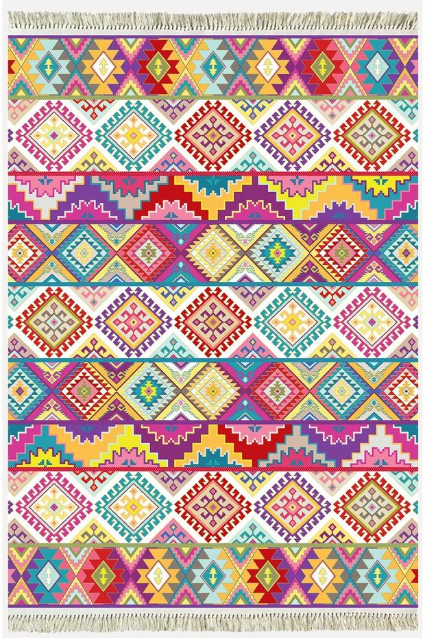 Cotton Series Multy Tones Diamond Pattern Decorative Woven Base Rug