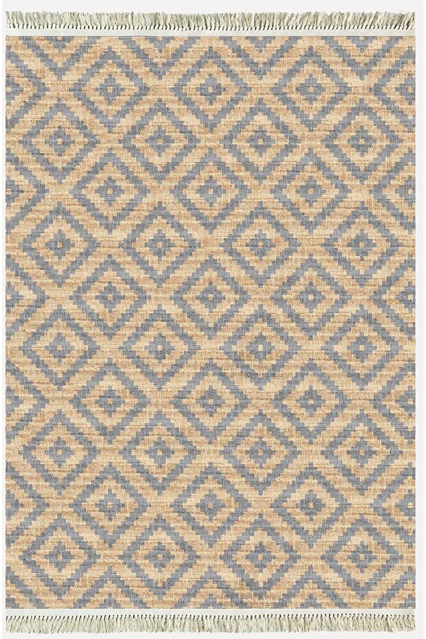 Cotton Series Wicker Look Crispy Diamond Antique Pattern Decorative Woven Base Rug