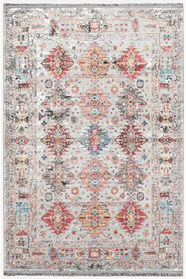 Mars 2164 Cream Tone Distressed Pattern Non-Slip Sole Decorative Rug
