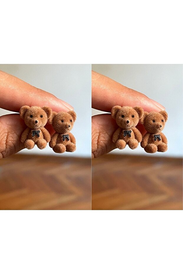 Specially Designed Plush Teddy Bear Earrings with Teddy Bear Figure (2 Pairs)