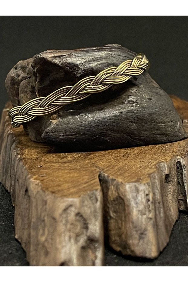 Unisex Adjustable Brass Bracelet Braided Brass Bracelet Antique Yellow Brass Bracelet