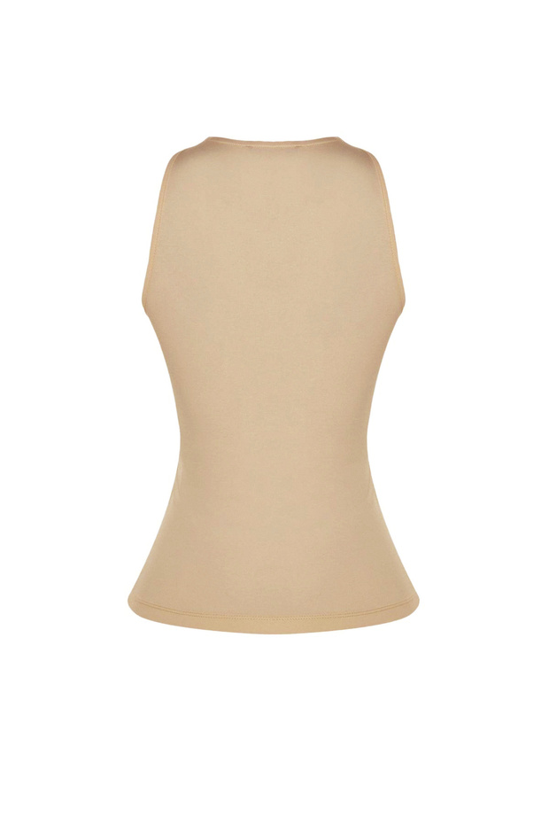 Taş Pamuklu Halter Yaka Fitted/Vücuda Oturan Esnek Örme Atlet TWOSS23AL00069 - 8