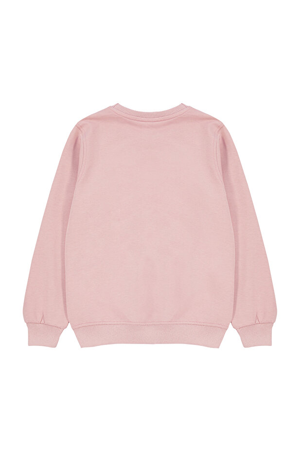 Gül Kurusu Kız Çocuk Mevsimlik-İnce Slogan Desenli Nakışlı Örme Sweatshirt TKDAW25SW00008 - 2