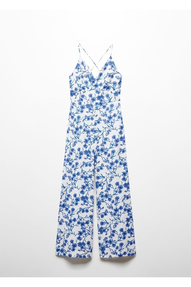 Çiçek desenli pamuklu tulum - 3