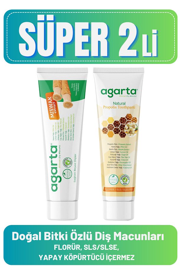 Doğal Diş Macunları(Misvak 100 ml + Propolis 100 ml + Bitki Özlü 100 ml) - 1