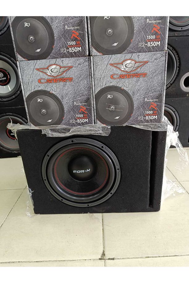SET!! 30 CM FOR-XX KABİNLİ BAS, 4 ADET CADENCE R2-850M KURŞUN GÖBEK 20 CM MİDRANGE MS-B3500.4K AMFİ - 4