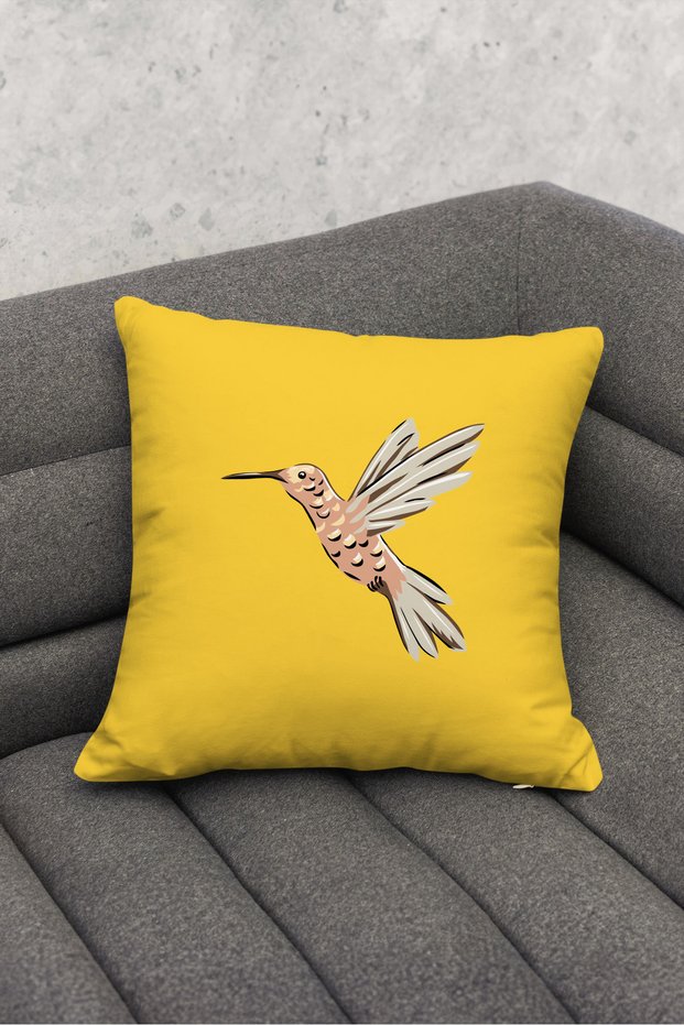 Hibiscus and Bird Pattern Gift Orange Gray Yellow Colors Throw Pillow Covers