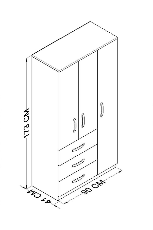 Ece Lüx 3 Kapı 3 Çekmeceli Gardırop - 4