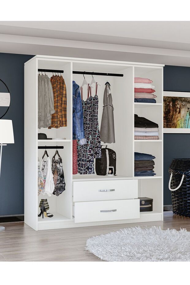 Esil 4 Kapı 2 Çekmeceli Aynalı Gardrop - 5
