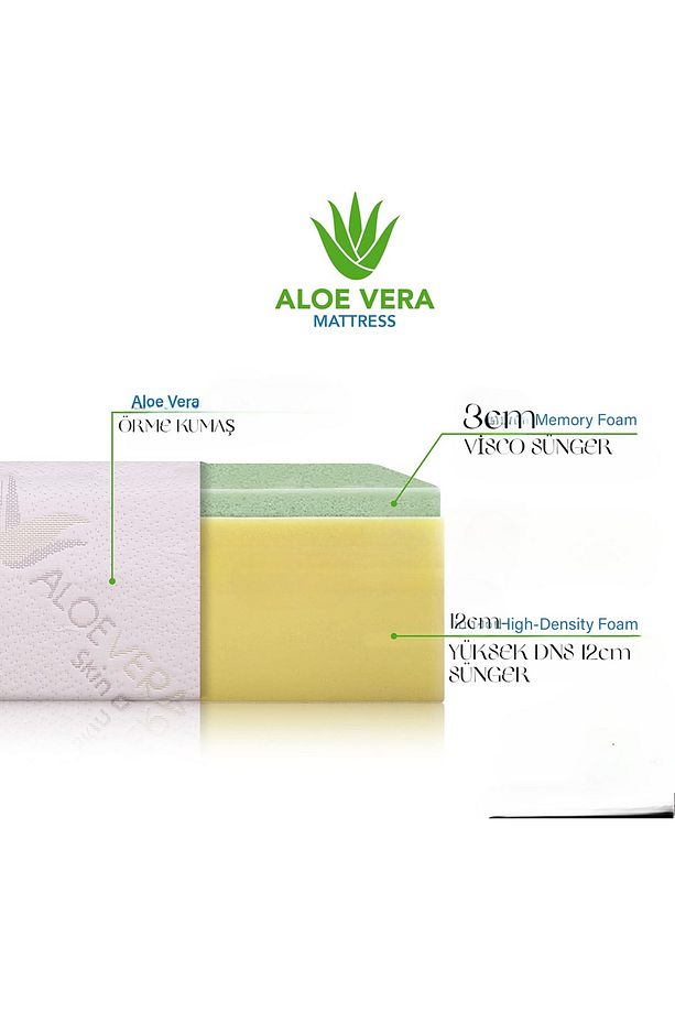 SLEEPNİCE OTTOMAN VİSCO ALOE VERA KUMAŞ SÜNGER YATAK 15cm ÖZEL ÖLÇÜ TEK KİŞİLİK ÇİFT KİŞİLİK YATAK - 2