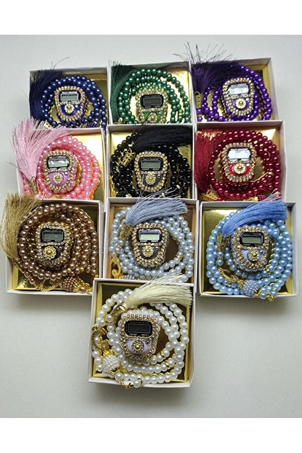 Gift Set, 10 Mixed Color Boxed Stone Zikirmatik Prayer Beads, Gift Set, Mawlid, Circumcision, Gift