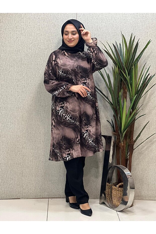 Patterned Chiffon Tunic - Relaxed Fit