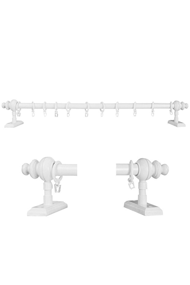 Beyaz Raysız Ahşap Rustik Perde Askısı - Rustik Borusu 250 Cm - 1