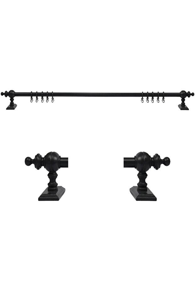 Antrasit Raysız Ahşap Rustik Perde Askısı 300 Cm - Rustik Borusu - 1