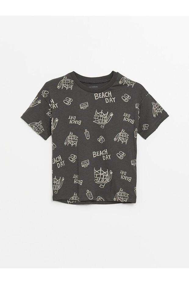 Crew Neck Short Sleeve Printed Baby Boy T-Shirt