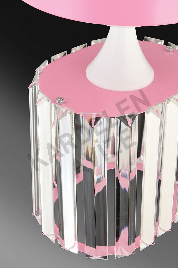 Pembe Tekli Tepsi  Kristal  Taşlı Aşağı Bakan Lüks Avize - 4