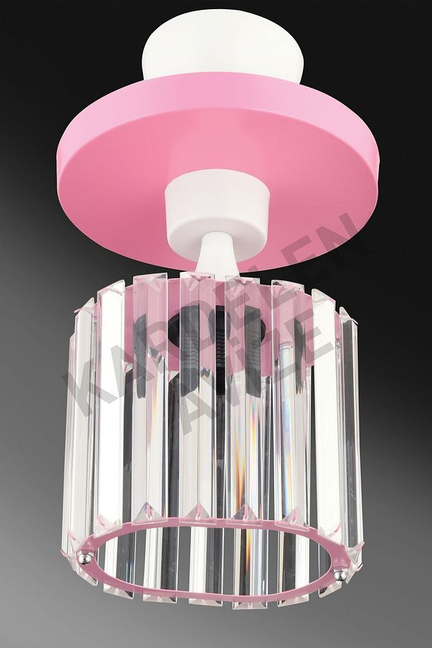 Pembe Tekli Tepsi  Kristal  Taşlı Aşağı Bakan Lüks Avize - 1
