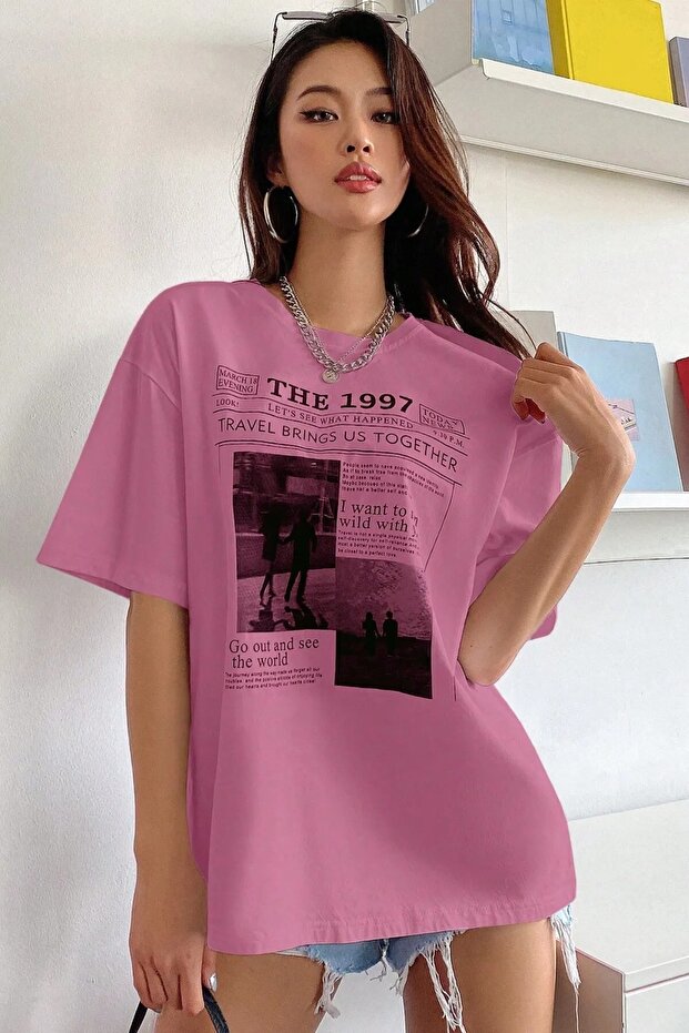 Women's Printed Oversize Crew Neck T-Shirt