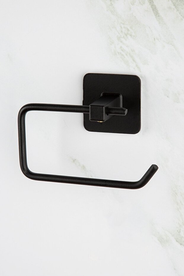 Kare Yapışkanlı Siyah Açık Tuvalet Kağıtlığı Wc Kağıtlık Tutucu - 2