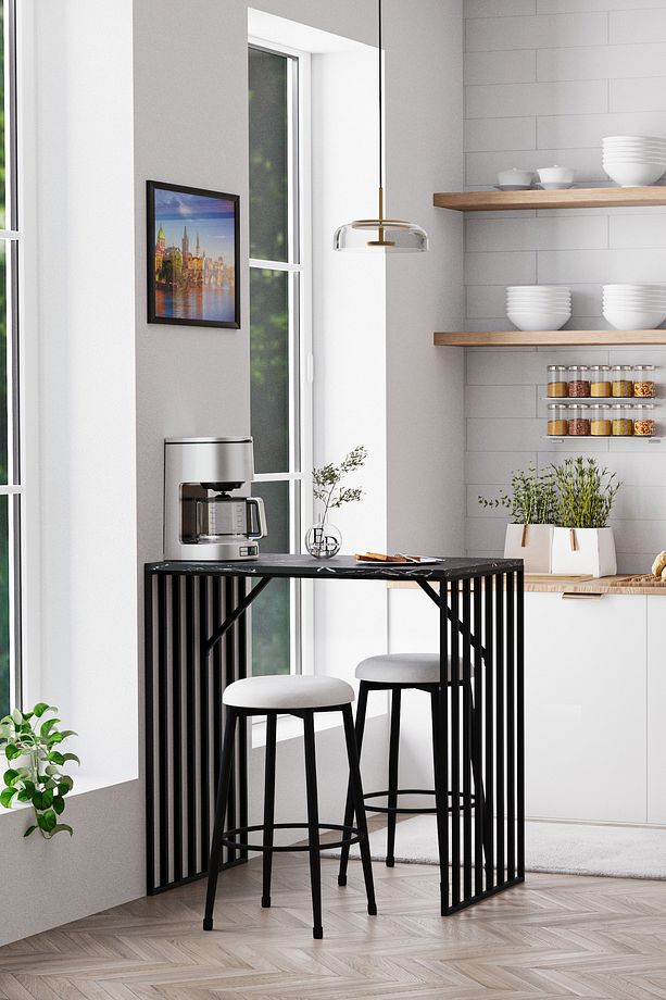 Prag Bar Taburesi , Mutfak Taburesi, Balkon, Bahçe Taburesi, Sandalyesi Krem Kumaş - 2