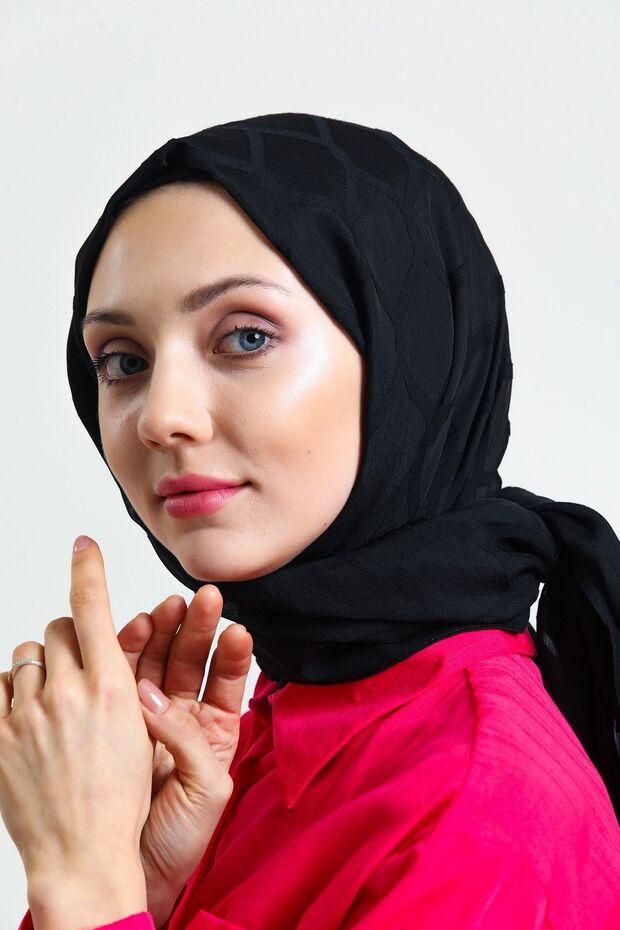 Özel Üretim %100 Pamuk Yakma Desenli Şal - 1