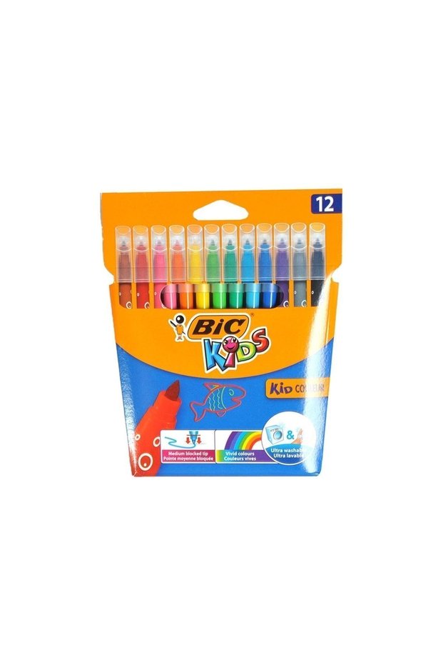 Kids Couleur Felt Tip Crayons 12 Colors + Washable