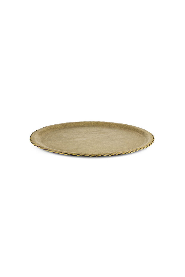 Leather Tray - Handmade Round 1 Piece 33 cm Beige Lty33