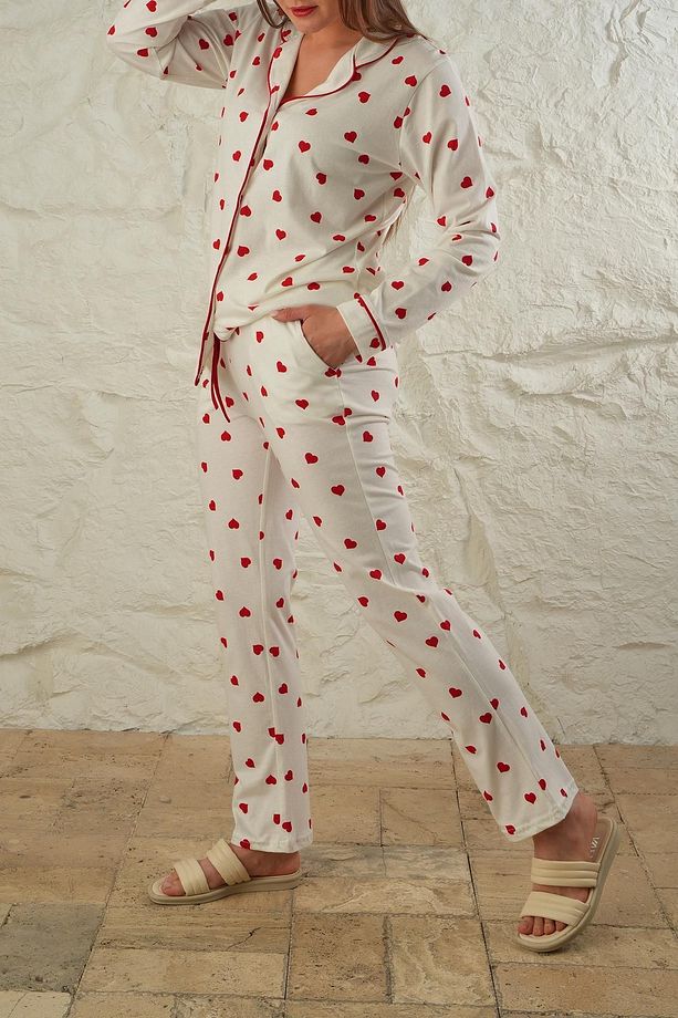 Desenli Pamuklu Örme Pijama Takımı - 5