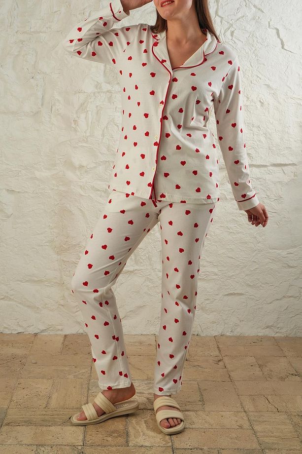 Desenli Pamuklu Örme Pijama Takımı - 6