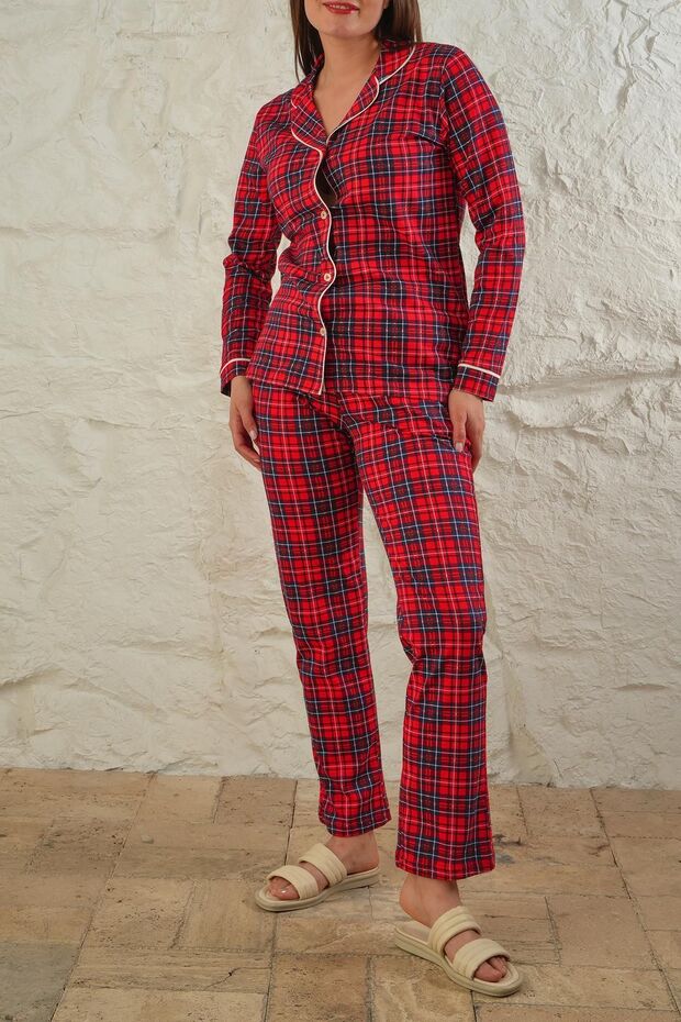 Desenli Pamuklu Örme Pijama Takımı - 6